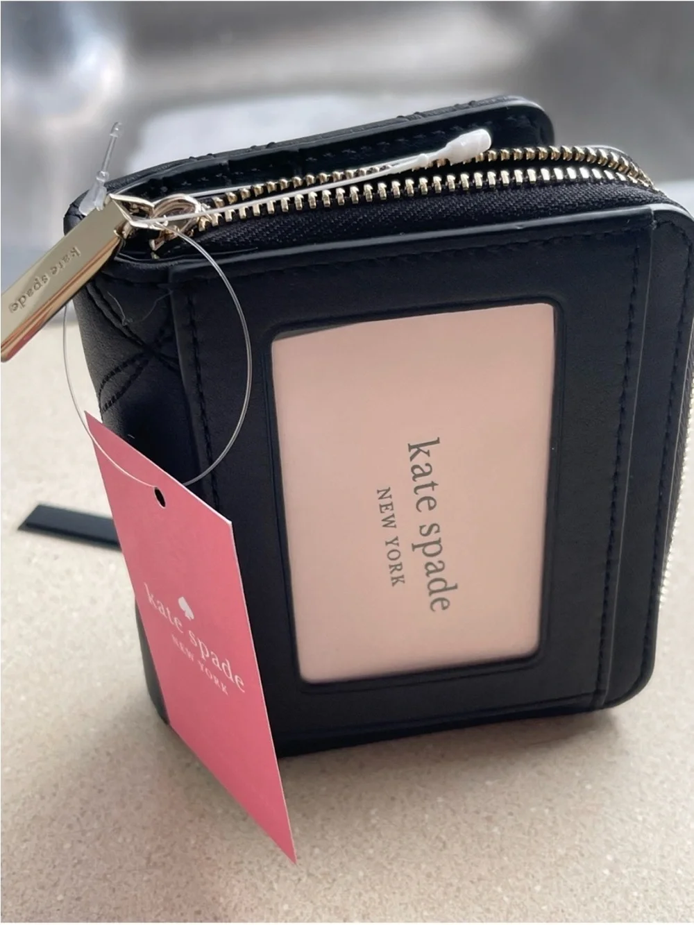 Kate Spade ♠️ Natalia Quilted Smooth Leather Small Zip Around Wallet WLR00646